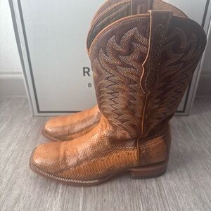 Mens Rujo The Victor Brown Watersnake / Leather Cowboy Boots 8D